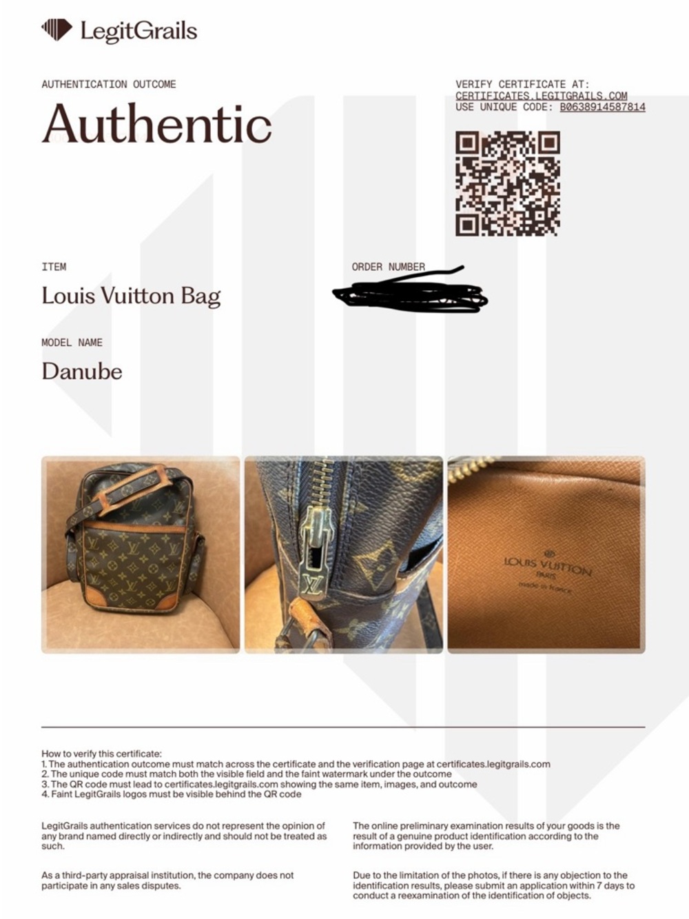 Louis Vuitton Brown Monogram Danube Bag with COA - Picture 3 of 16